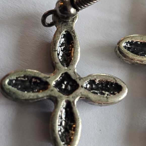 Southwestern cross earrings silver tone christian religious jewelry - Picture 7 of 13